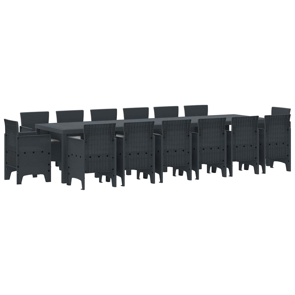 vidaXL Garten Essgruppe 15 pcs Anthrazit Polt Rattan