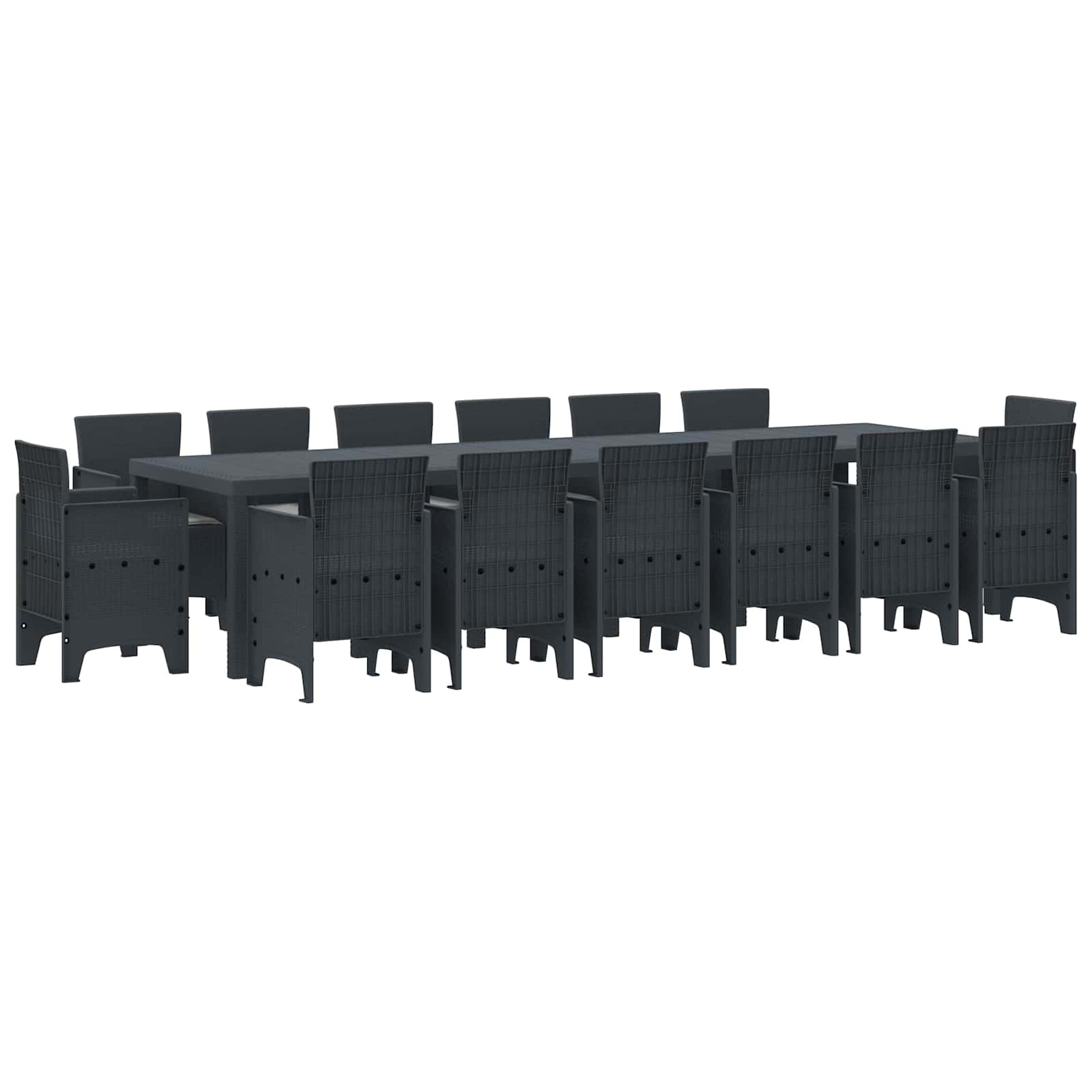 vidaXL Garten Essgruppe 15 pcs Anthrazit Polt Rattan