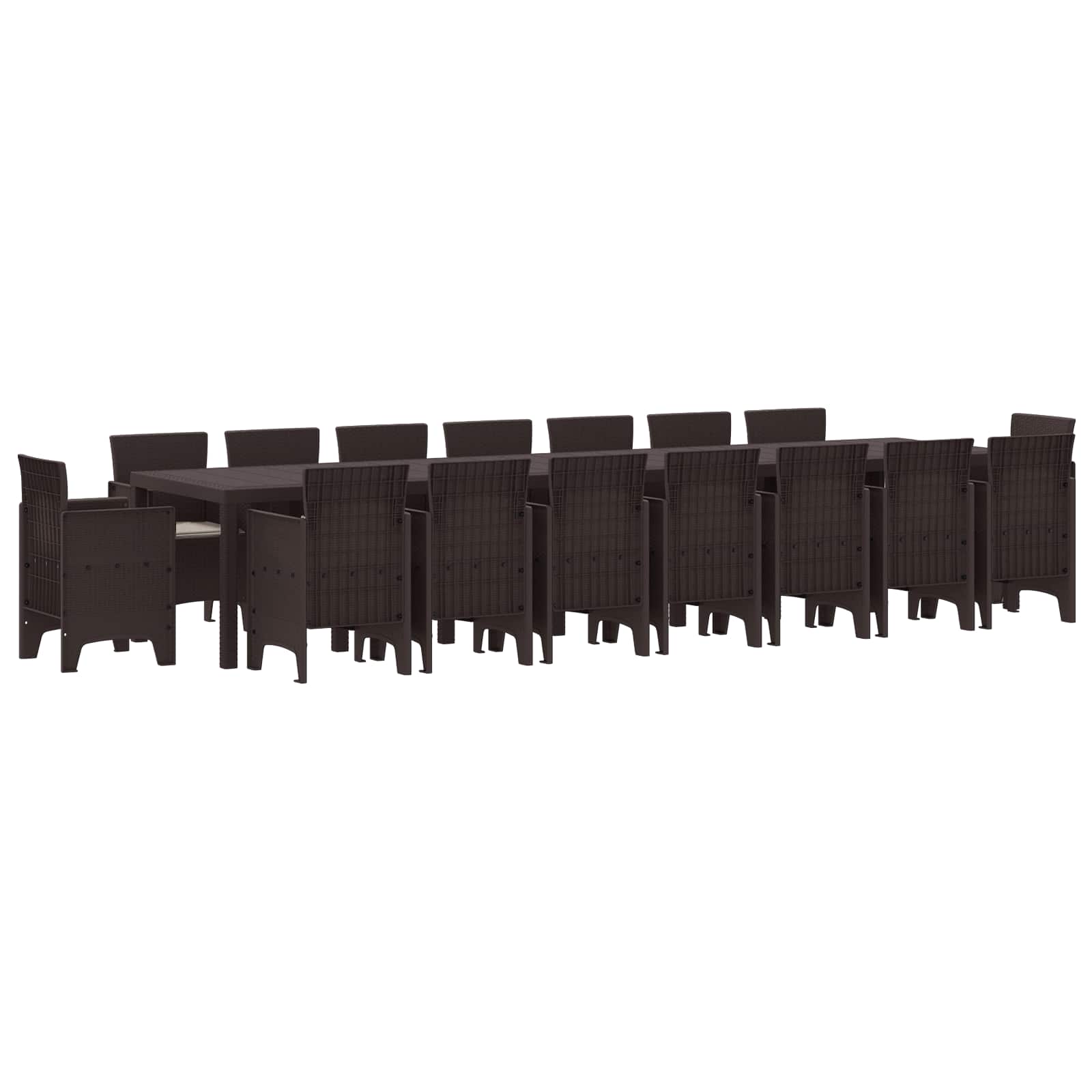 vidaXL Garten-Esszimmergarnitur mit Kissen mit Kissen 17 pcs Braun PP