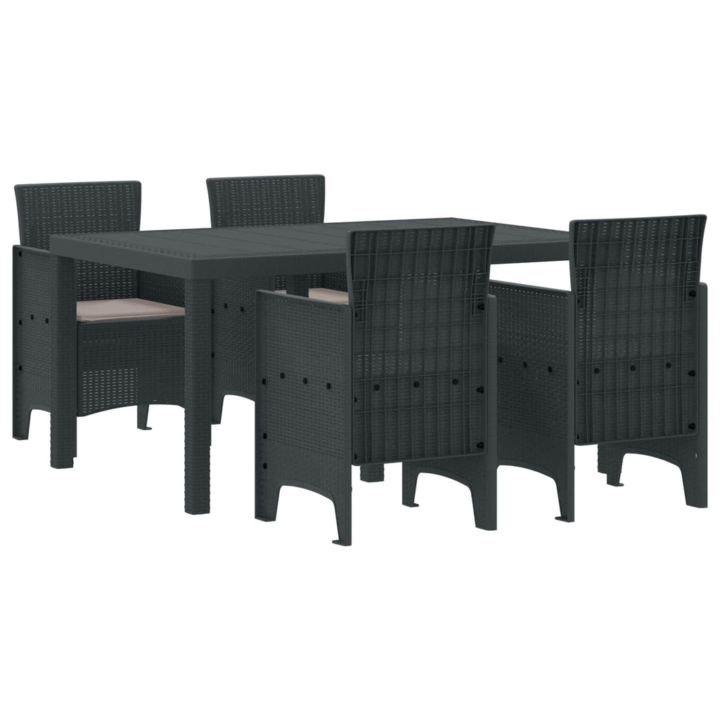 vidaXL Garten Essgruppe 5 pcs Anthrazit Polt Rattan