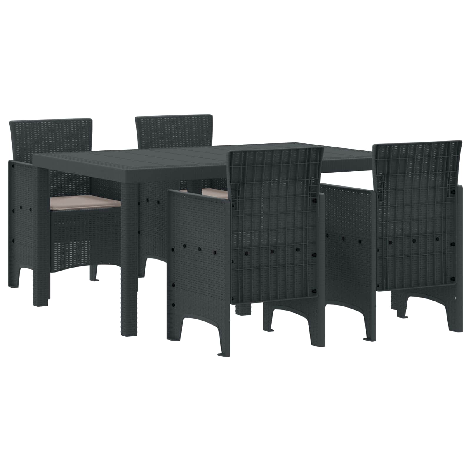 vidaXL Garten Essgruppe 5 pcs Anthrazit Polt Rattan