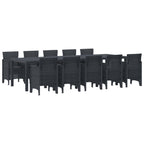 vidaXL Garten Essgruppe 11 pcs Anthrazit Kunststoff-Rattan