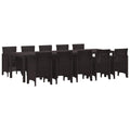 vidaXL Garten Essgruppe mit Kissen 11 pcs Braun Rattan