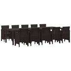 vidaXL Garten Essgruppe mit Kissen 11 pcs Braun und Anthrazit Rattan