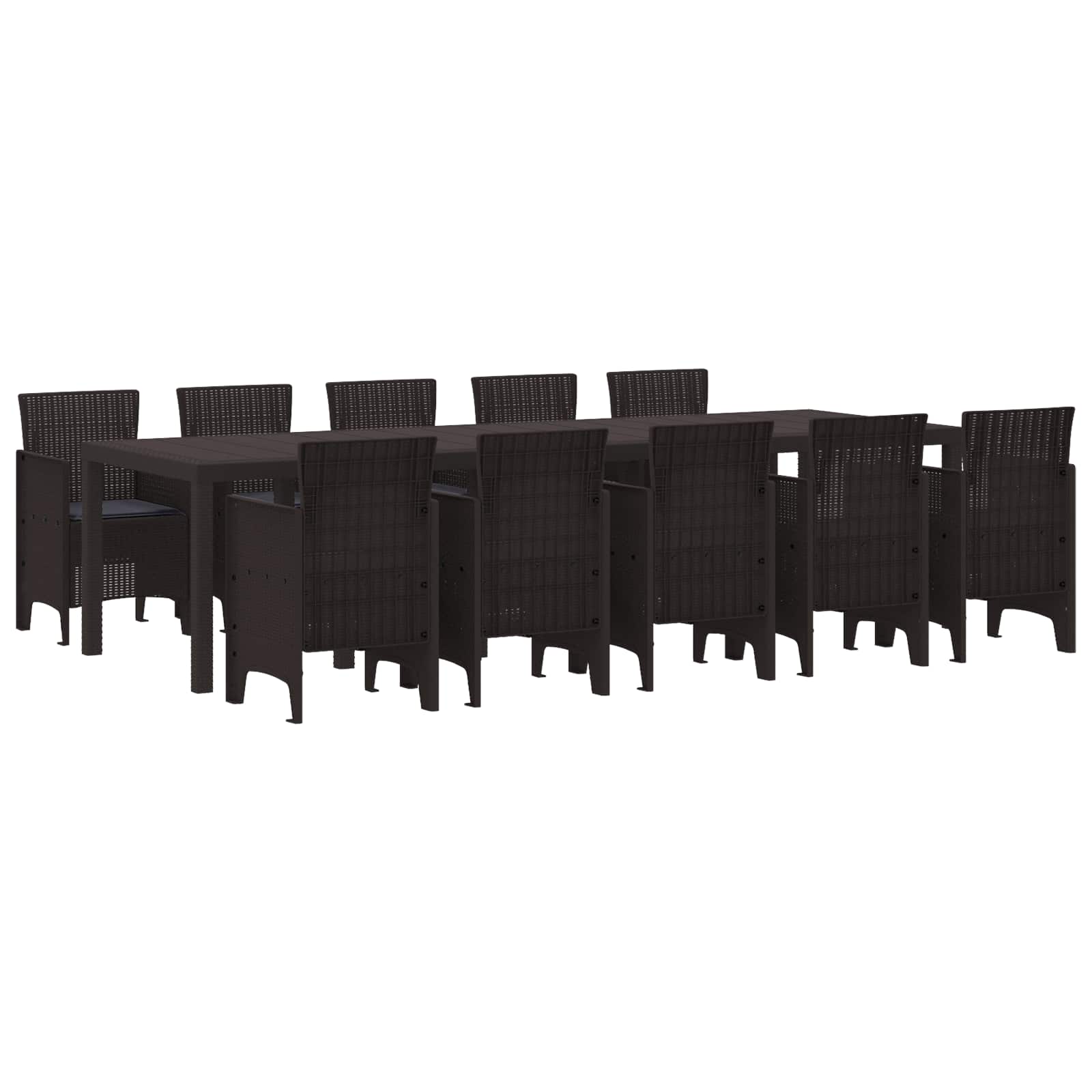 vidaXL Garten Essgruppe mit Kissen 11 pcs Braun und Anthrazit Rattan
