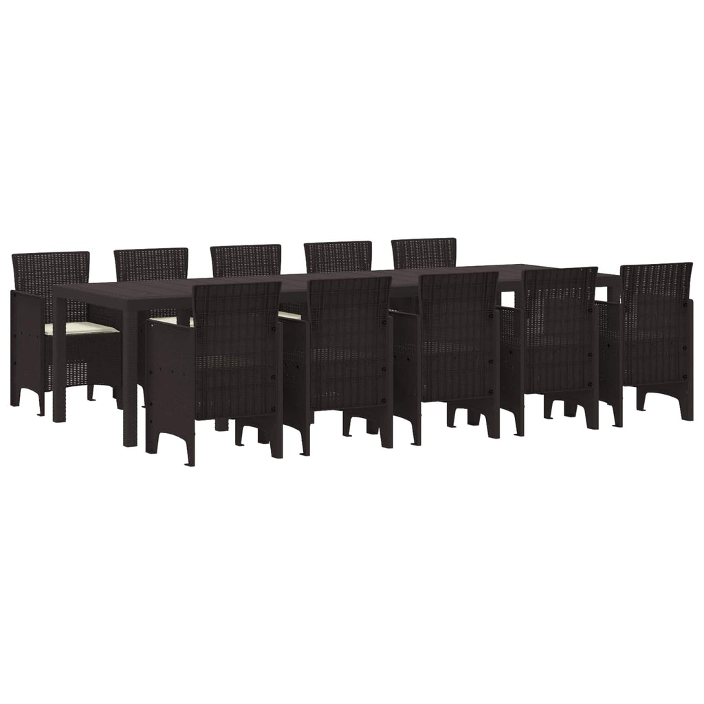 vidaXL Garten Essgruppe mit Kissen 11 pcs Braun und Anthrazit Rattan