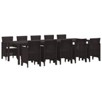 vidaXL Garten Essgruppe mit Kissen 11 pcs Braun und Anthrazit Rattan
