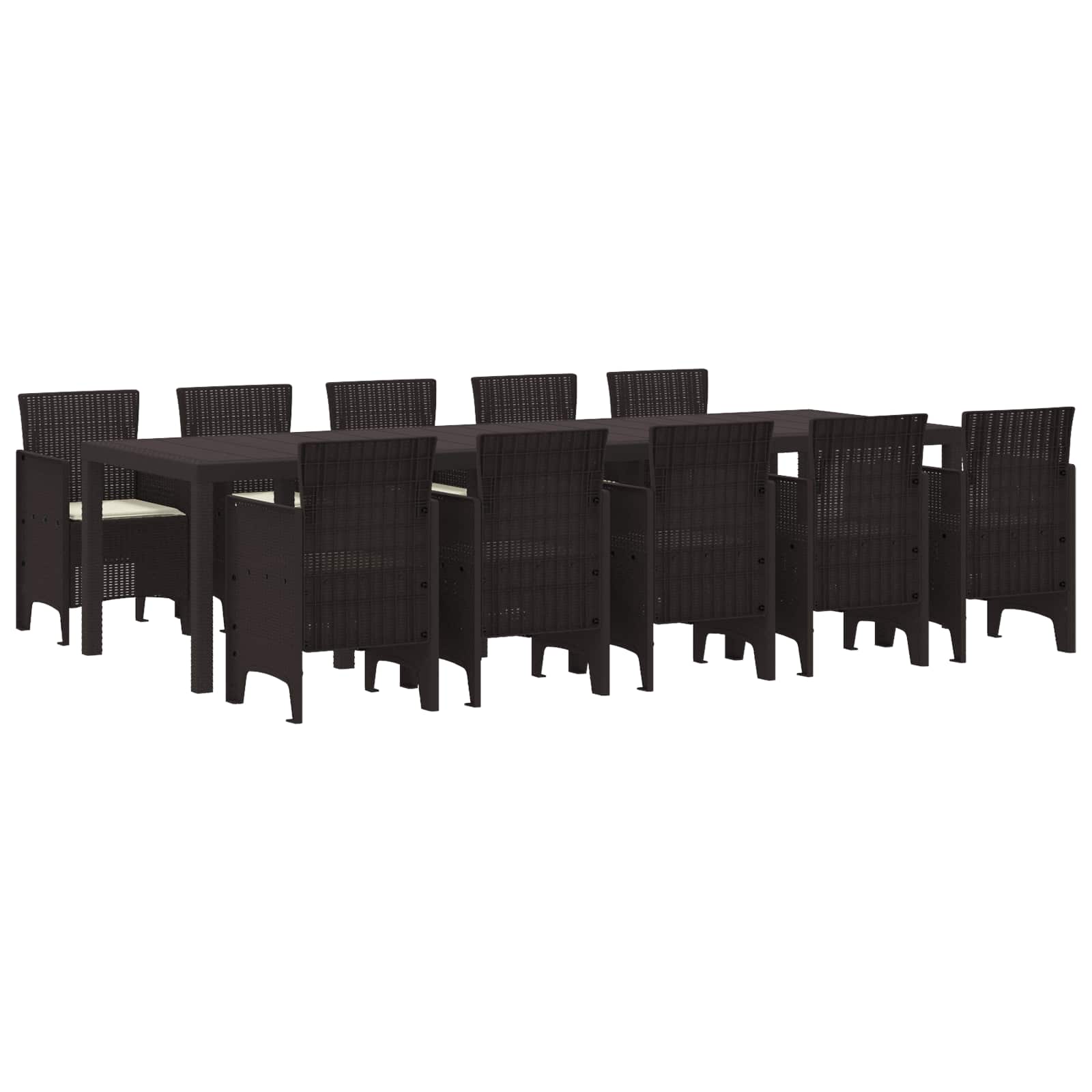 vidaXL Garten Essgruppe mit Kissen 11 pcs Braun und Anthrazit Rattan