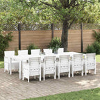 vidaXL Garten Essgruppe 11 pcs Weiß Rattan und Stahl
