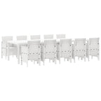 vidaXL Garten Essgruppe 11 pcs Weiß Rattan und Stahl