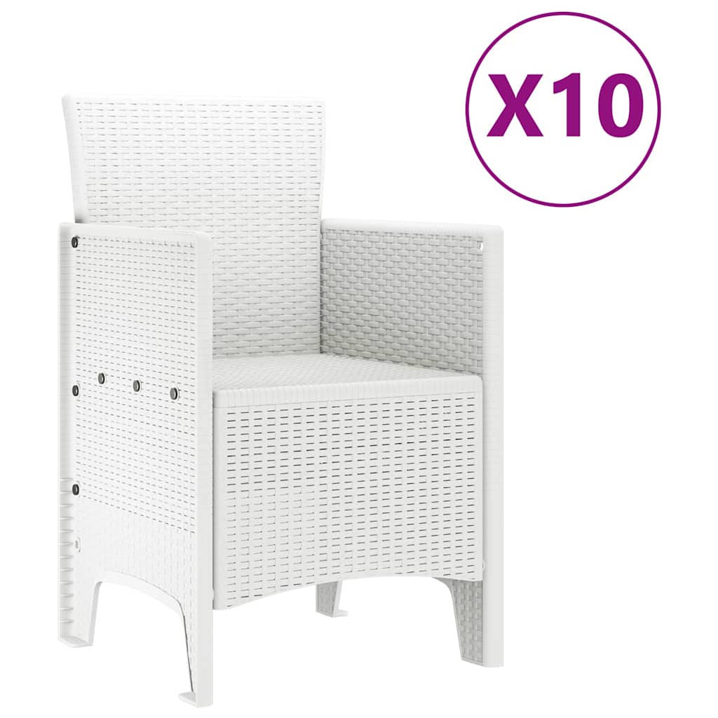 vidaXL Garten Essgruppe 11 pcs Weiß Rattan und Stahl