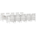 vidaXL Garten Essgruppe 11 pcs Weiß und Taupe Kunststoff-Rattan