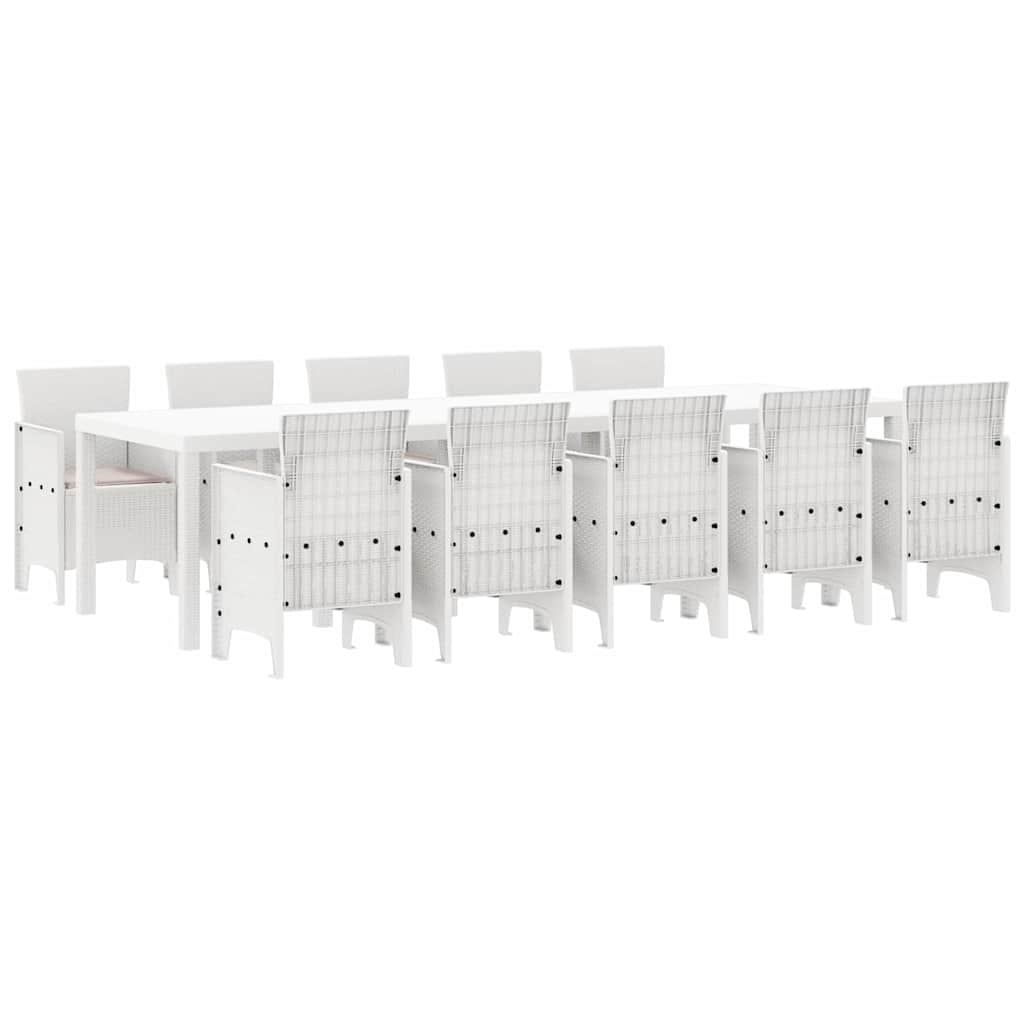 vidaXL Garten Essgruppe 11 pcs Weiß und Taupe Kunststoff-Rattan