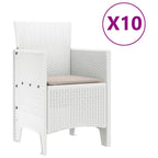vidaXL Garten Essgruppe 11 pcs Weiß und Taupe Kunststoff-Rattan