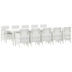 vidaXL Garten Essgruppe 11 pcs Weiß und Hellgrau Rattan und Polyester