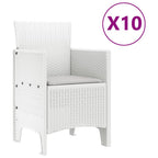 vidaXL Garten Essgruppe 11 pcs Weiß und Hellgrau Rattan und Polyester