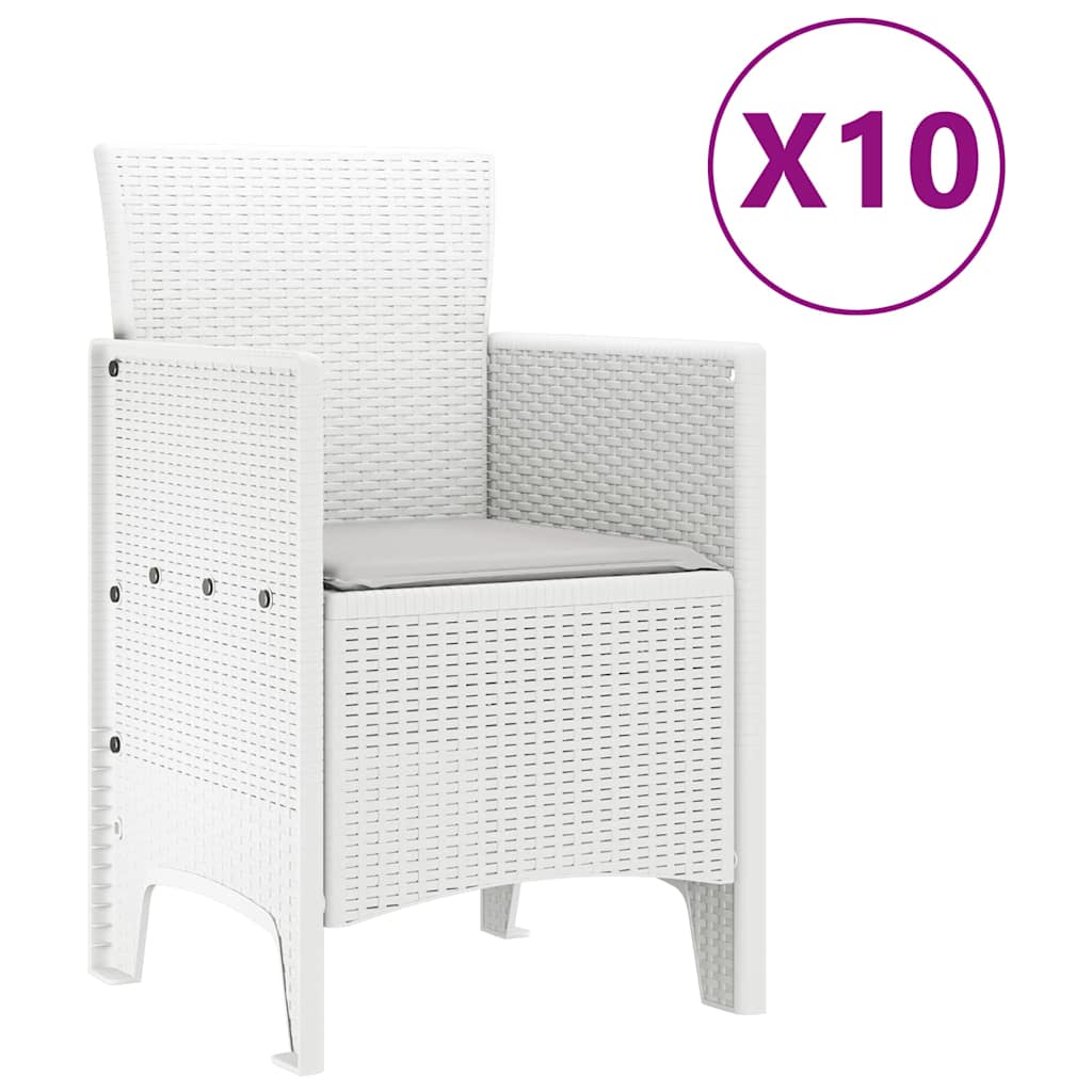 vidaXL Garten Essgruppe 11 pcs Weiß und Hellgrau Rattan und Polyester