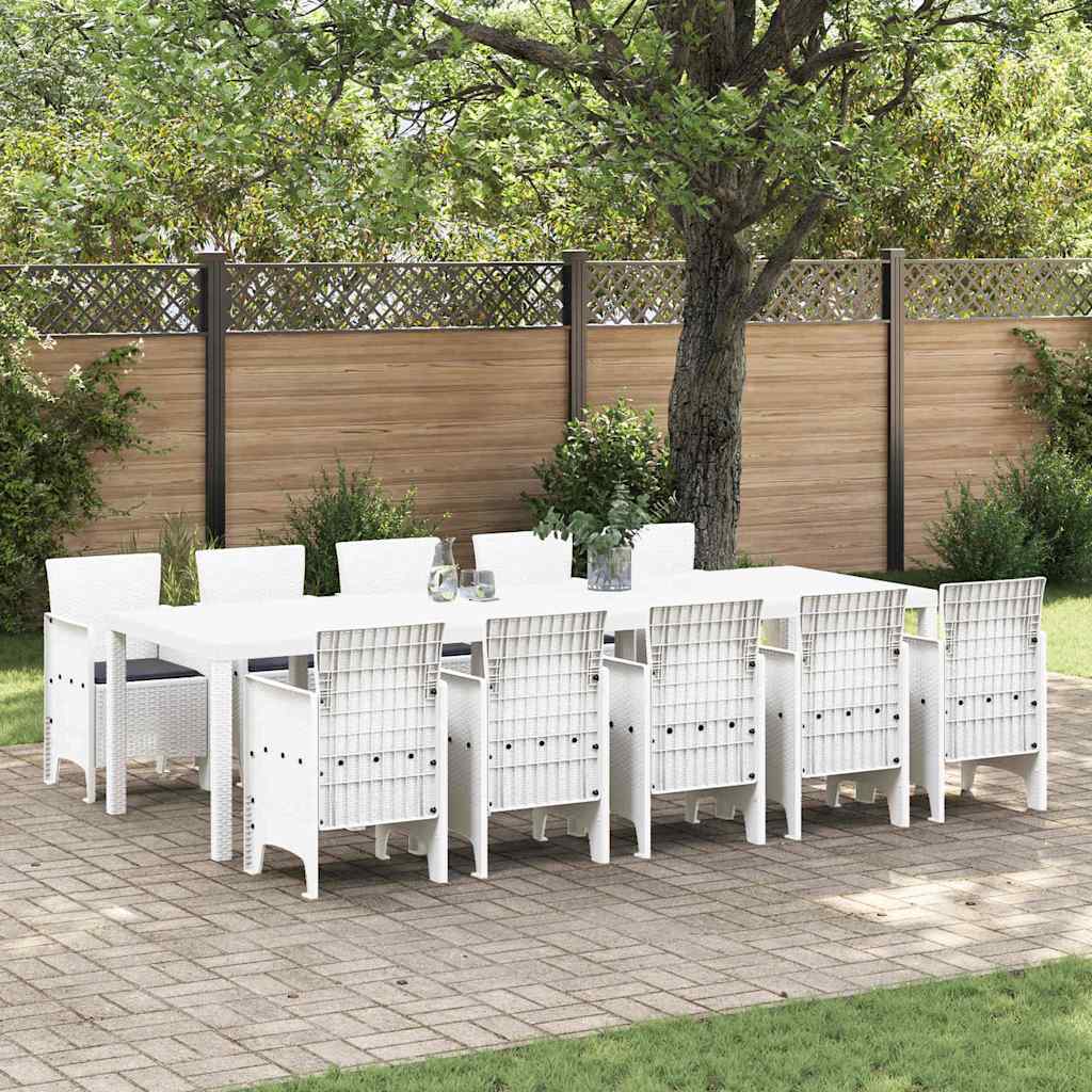 vidaXL Garten Essgruppe 11 pcs Weiß Poly Rattan und Aluminium