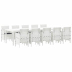 vidaXL Garten Essgruppe 11 pcs Weiß Poly Rattan und Aluminium