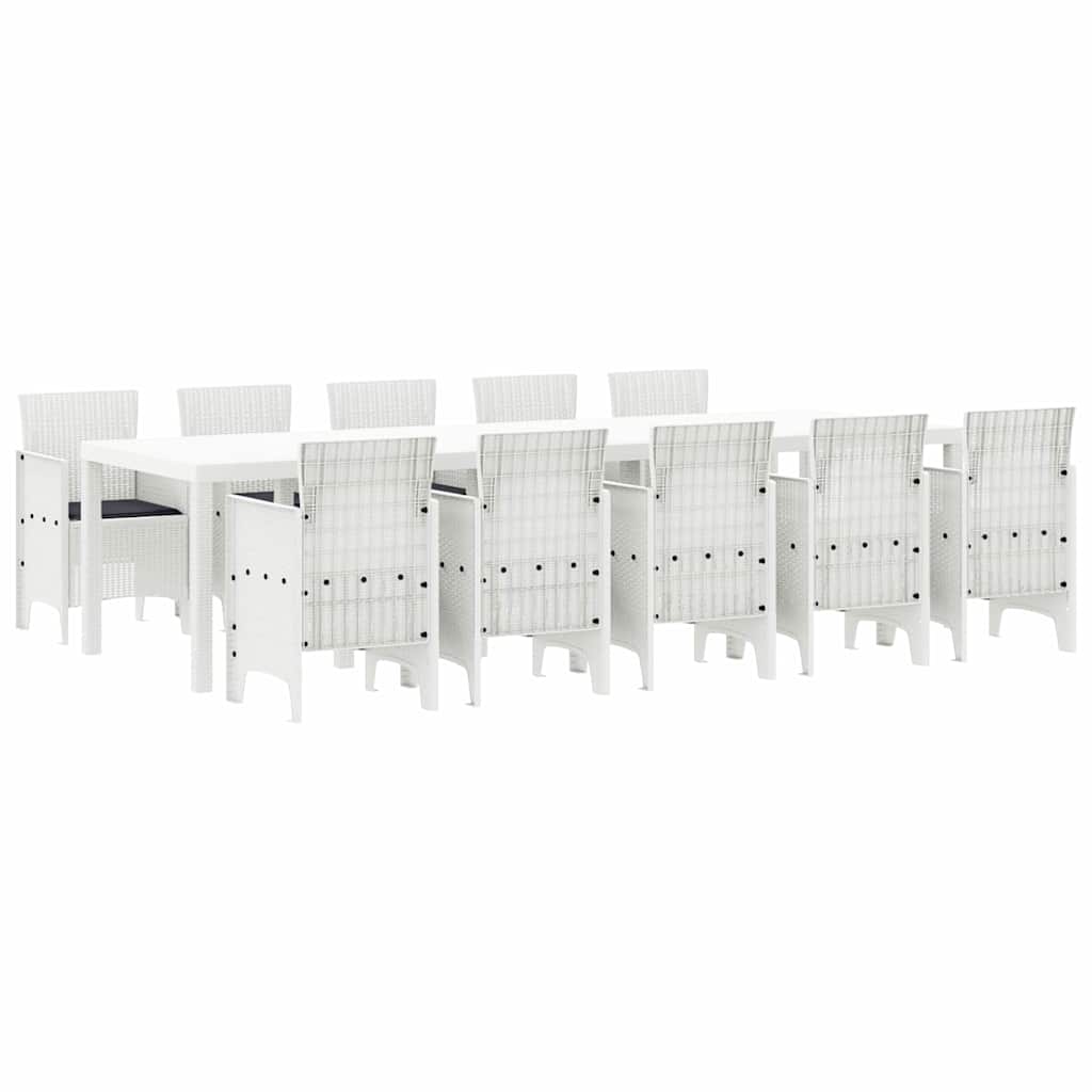 vidaXL Garten Essgruppe 11 pcs Weiß Poly Rattan und Aluminium