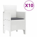 vidaXL Garten Essgruppe 11 pcs Weiß Poly Rattan und Aluminium