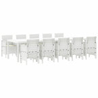 vidaXL Garten Essgruppe mit Kissen 11 pcs Weiß Poly-Rattan und Stahl