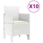 vidaXL Garten Essgruppe mit Kissen 11 pcs Weiß Poly-Rattan und Stahl