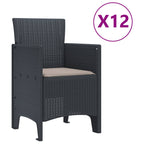 vidaXL Garten Essgruppe 13 pcs Anthrazit Polt Rattan