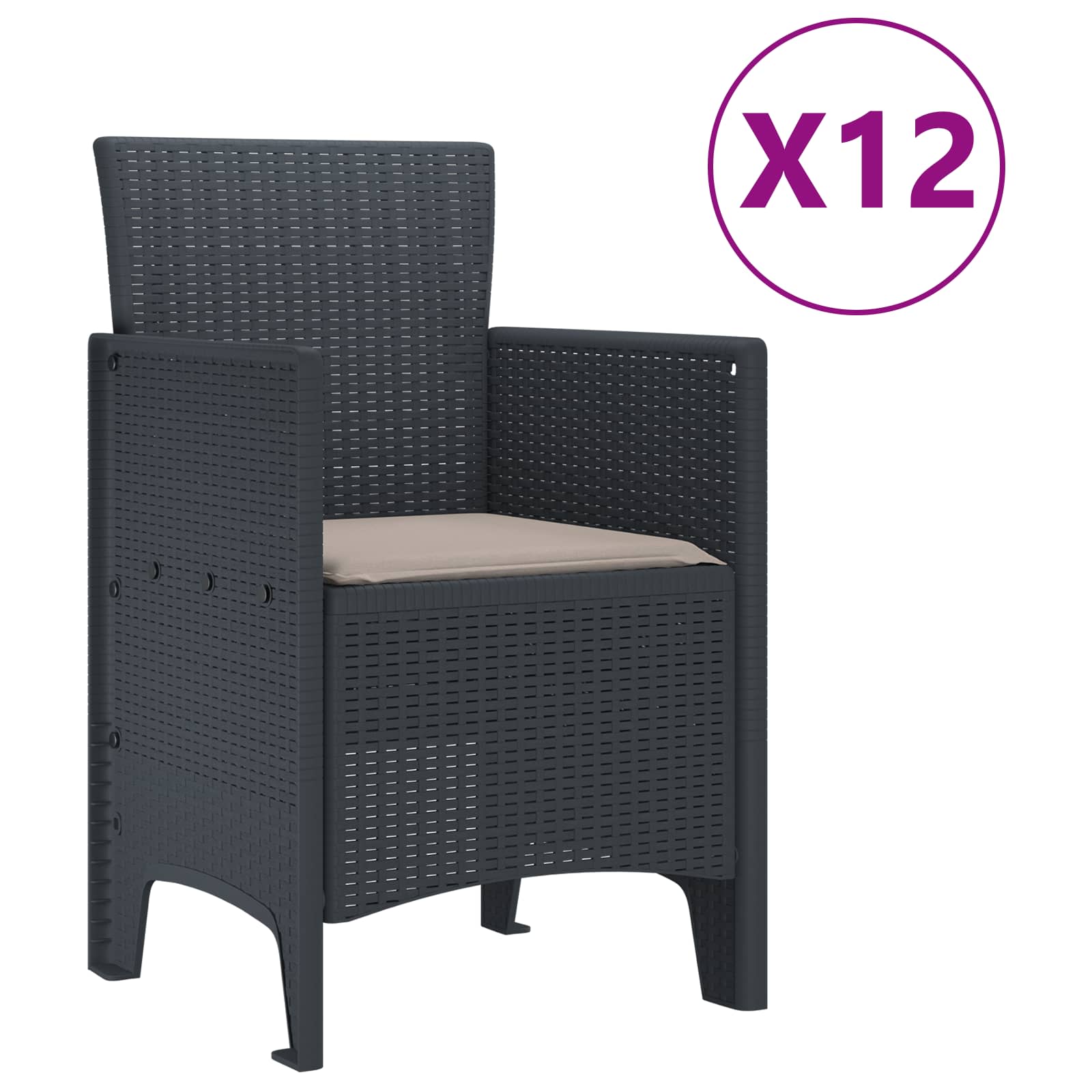 vidaXL Garten Essgruppe 13 pcs Anthrazit Polt Rattan