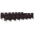 vidaXL Garten-Esszimmergarnitur mit Kissen mit Kissen 15 pcs Braun PP