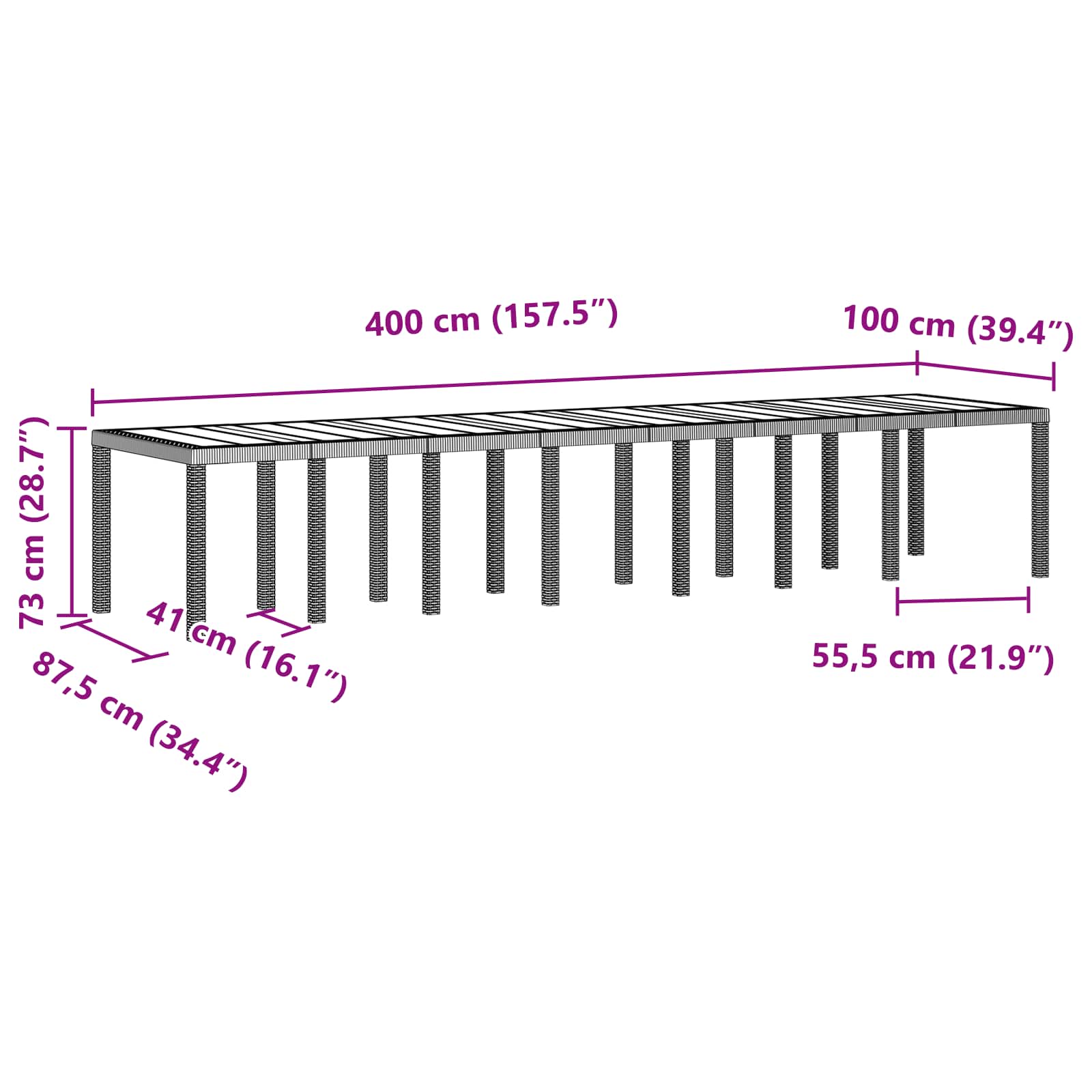 vidaXL Garten-Esszimmergarnitur mit Kissen mit Kissen 15 pcs Braun PP