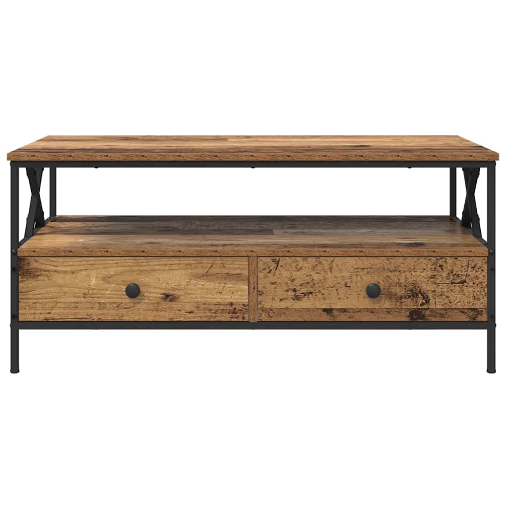 vidaXL Couchtisch with Drawer Altholz 100 x 51 x 45 cm Holzwerkstoff