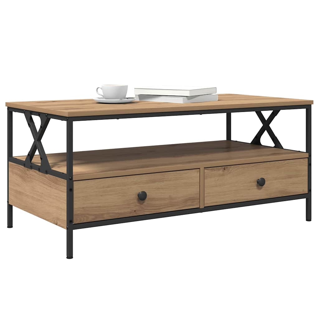 vidaXL Couchtisch Eiche handwerklich 100 x 51 x 45 cm Holzwerkstoff