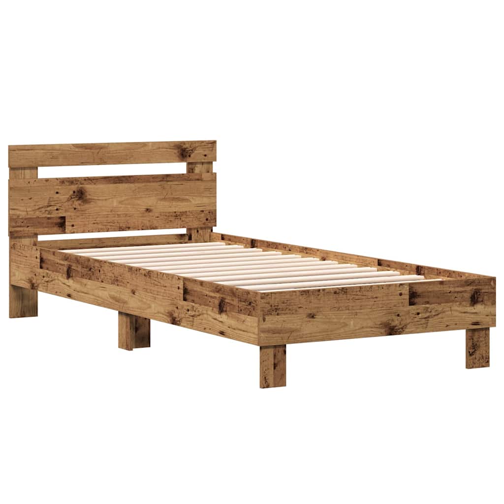 vidaXL Bettrahmen mit Kopfteil Altholz 203 x 95 x 70 cm Holzwerkstoff