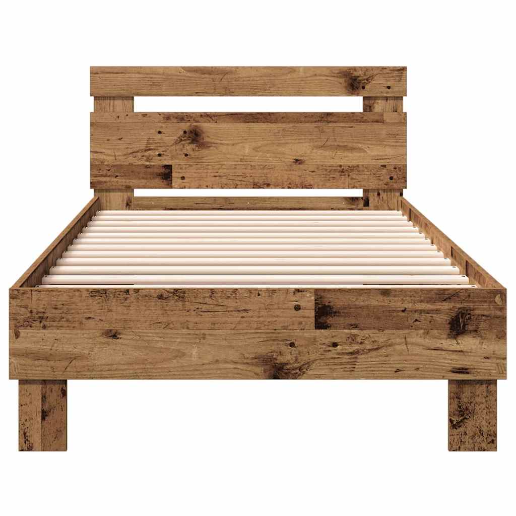 vidaXL Bettrahmen mit Kopfteil Altholz 203 x 95 x 70 cm Holzwerkstoff