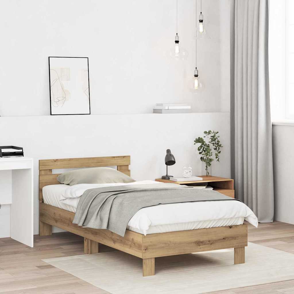 vidaXL Bettrahmen Artisan-Eiche 193 x 95 x 88 cm Holzwerkstoff