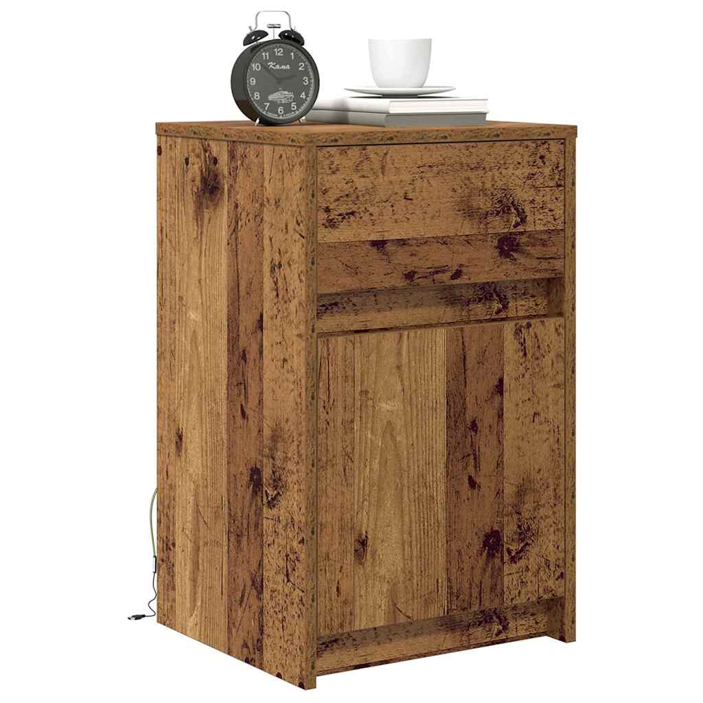 vidaXL LED Nachttisch Altholz 38 x 34 x 61 cm Holzwerkstoff