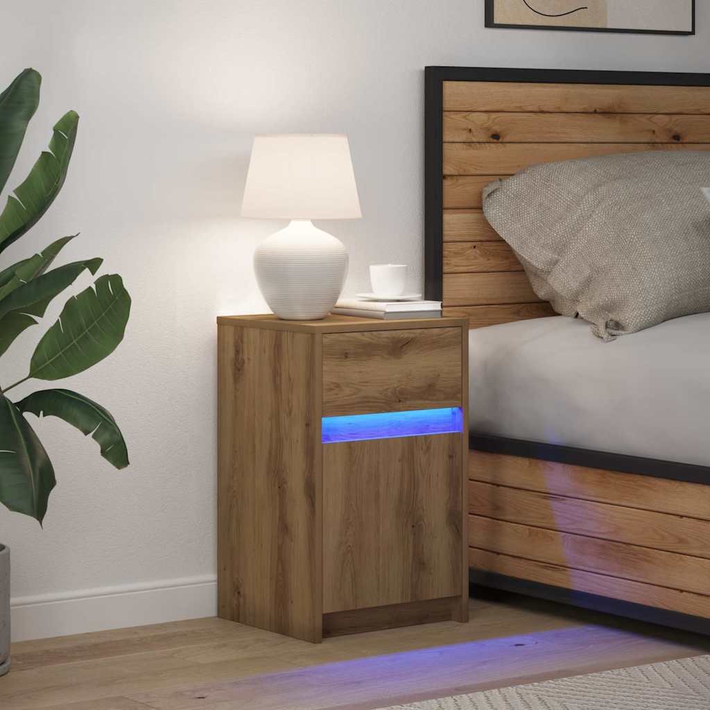 vidaXL LED Nachttisch Artisan-Eiche 38 x 34 x 61 cm Holzwerkstoff