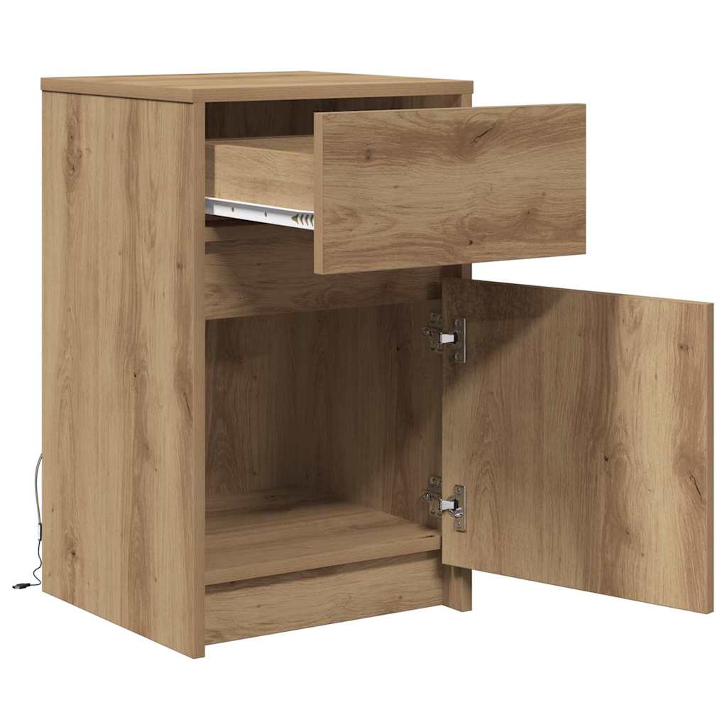 vidaXL LED Nachttisch Artisan-Eiche 38 x 34 x 61 cm Holzwerkstoff
