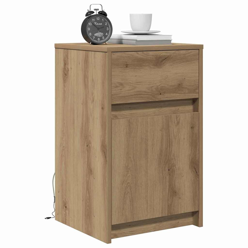 vidaXL LED Nachttisch Artisan-Eiche 38 x 34 x 61 cm Holzwerkstoff