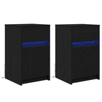vidaXL LED Nachttisch 2 pcs Schwarz Eichen-Optik 38 x 34 x 61 cm