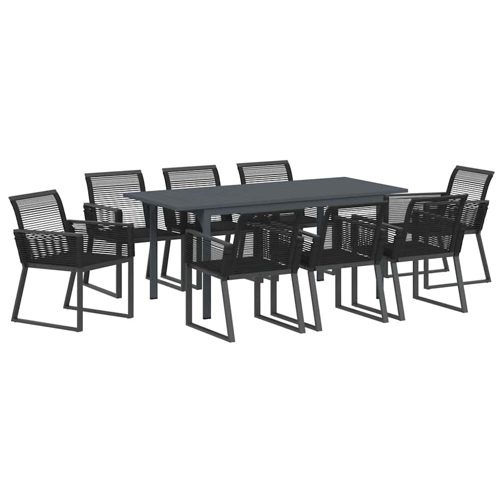 vidaXL Garten Essgruppe 9 pcs Schwarz Poly-Rattan