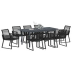 vidaXL Garten Essgruppe 9 pcs Schwarz Poly-Rattan