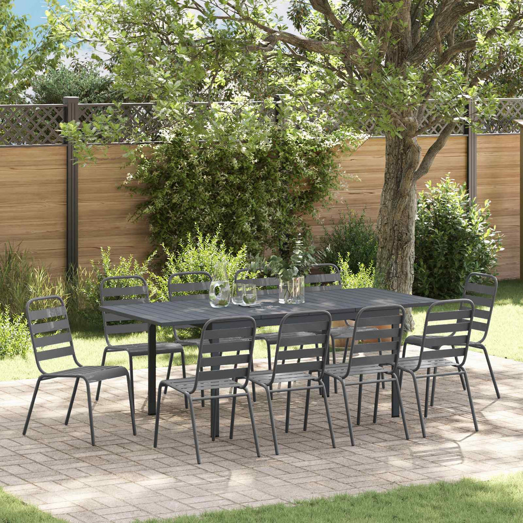 vidaXL Garten Essgruppe 11 pcs Anthrazit Pulverbeschichteter Stahl
