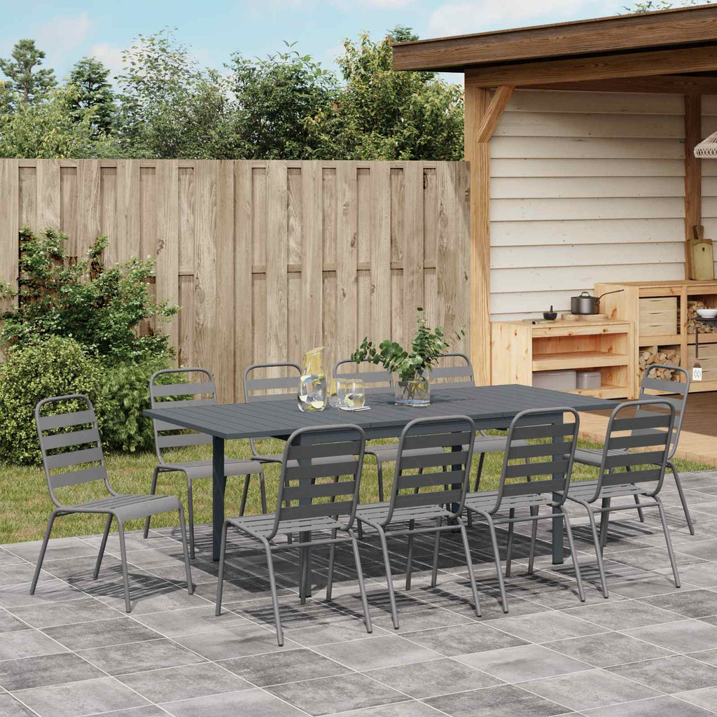 vidaXL Garten Essgruppe 11 pcs Anthrazit Pulverbeschichteter Stahl