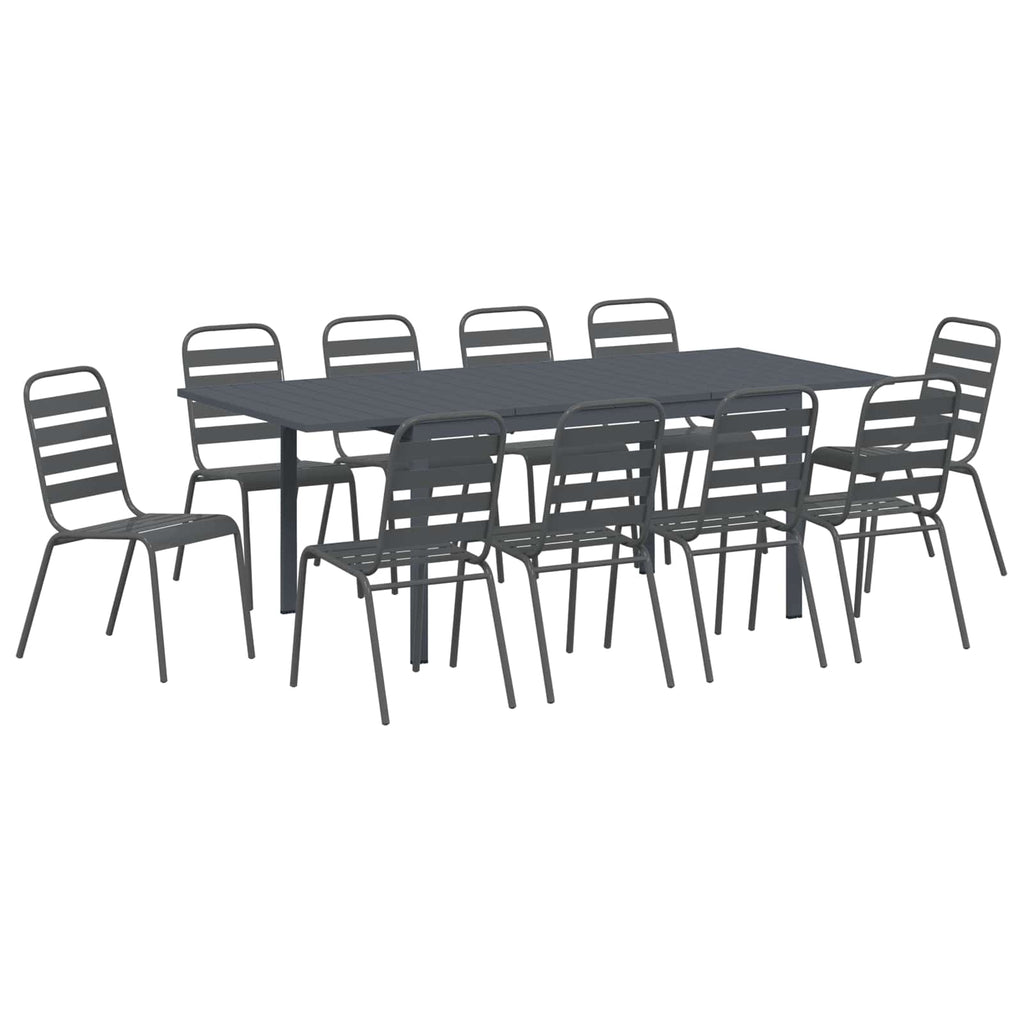 vidaXL Garten Essgruppe 11 pcs Anthrazit Pulverbeschichteter Stahl