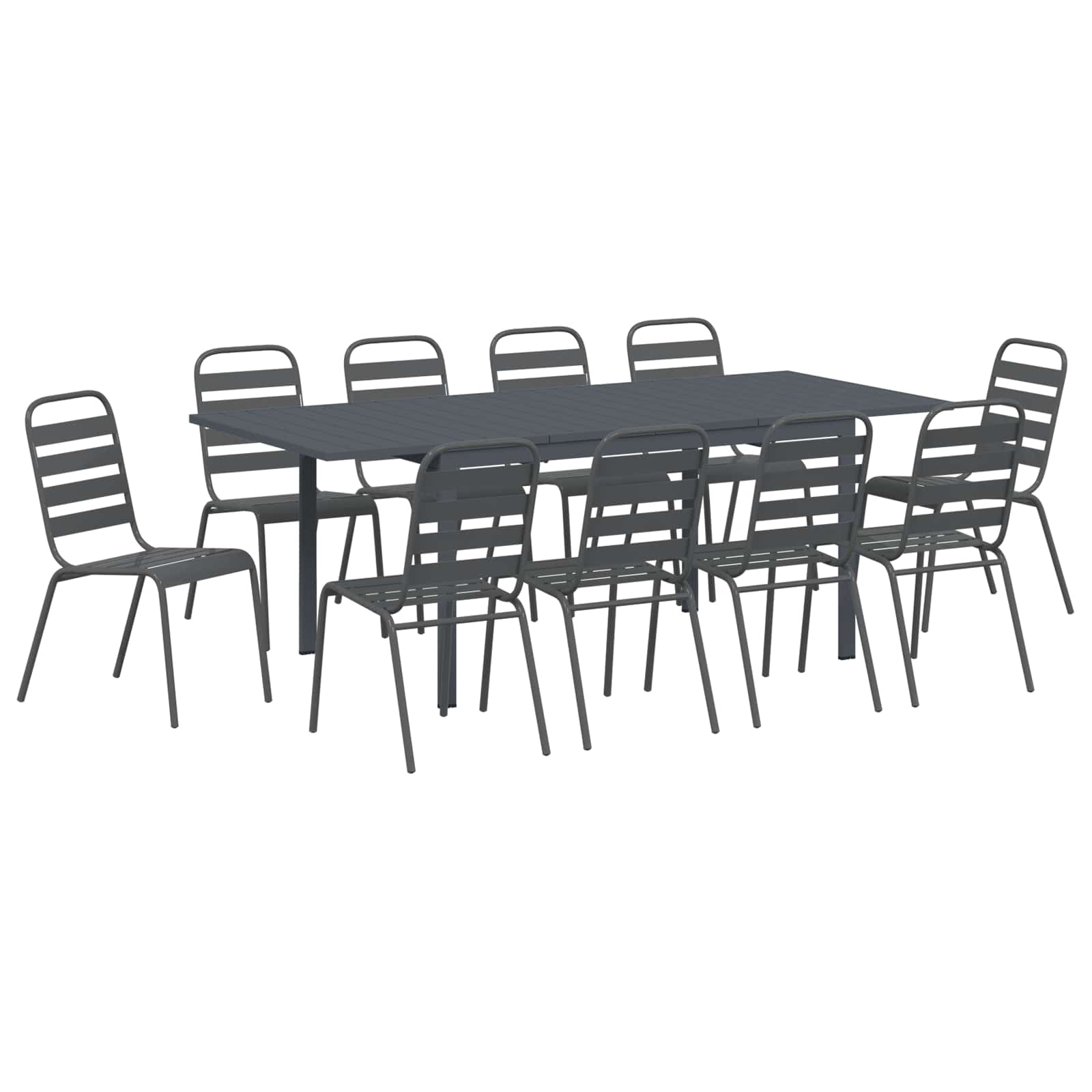 vidaXL Garten Essgruppe 11 pcs Anthrazit Pulverbeschichteter Stahl