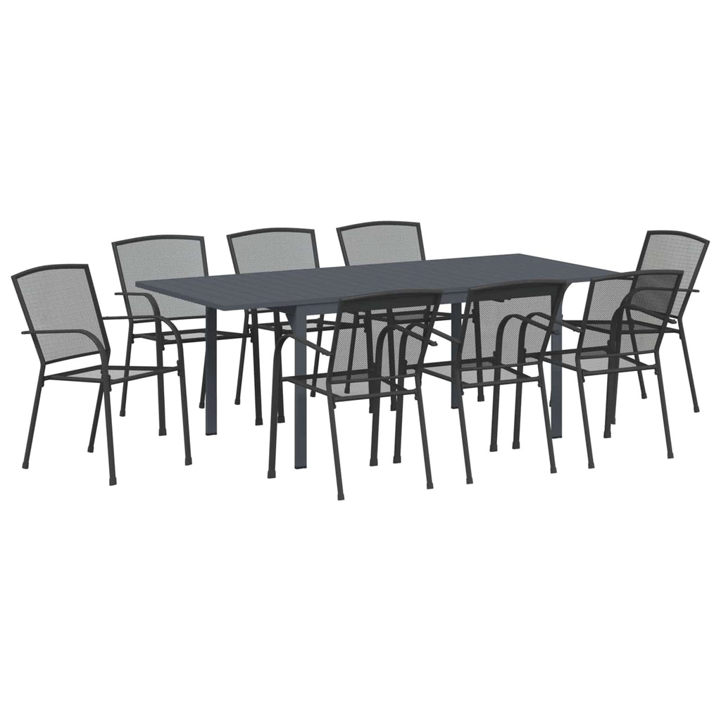 vidaXL Garten Essgruppe 9 pcs Anthrazit Stahl