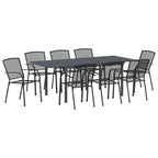 vidaXL Garten Essgruppe 9 pcs Anthrazit Stahl