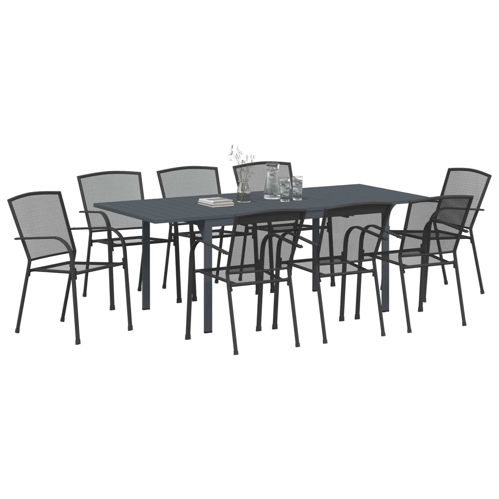 vidaXL Garten Essgruppe 9 pcs Anthrazit Stahl
